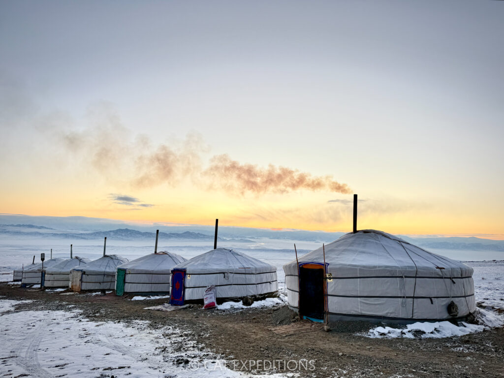 Ger camp in winter during our photo tour in Mongolia in 2025